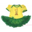 Yellow Baby Bodysuit Kelly Green Pettiskirt & 1st Sparkle Yellow Birthday Number Print JS4413